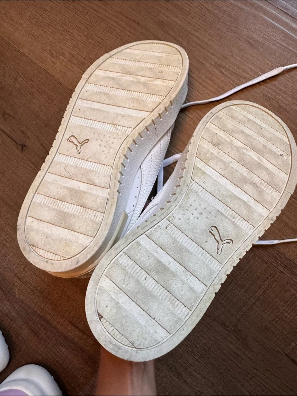 PUMA Girls White Platform Casual Sneakers with Leopard Accent